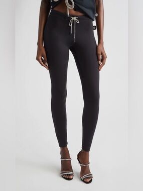 AREA Black Slim Drawstring Leggings